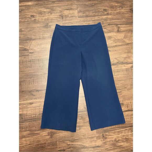 St. John Navy Blue Wide-Leg Dress Pants, Sz 12, MSRP $398 - Picture 1 of 6